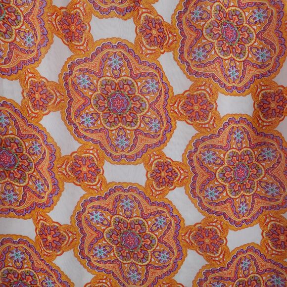 Peck & Peck Blouse Women's Medium Orange White Medallion Lined Fall Halloween - Picture 3 of 11